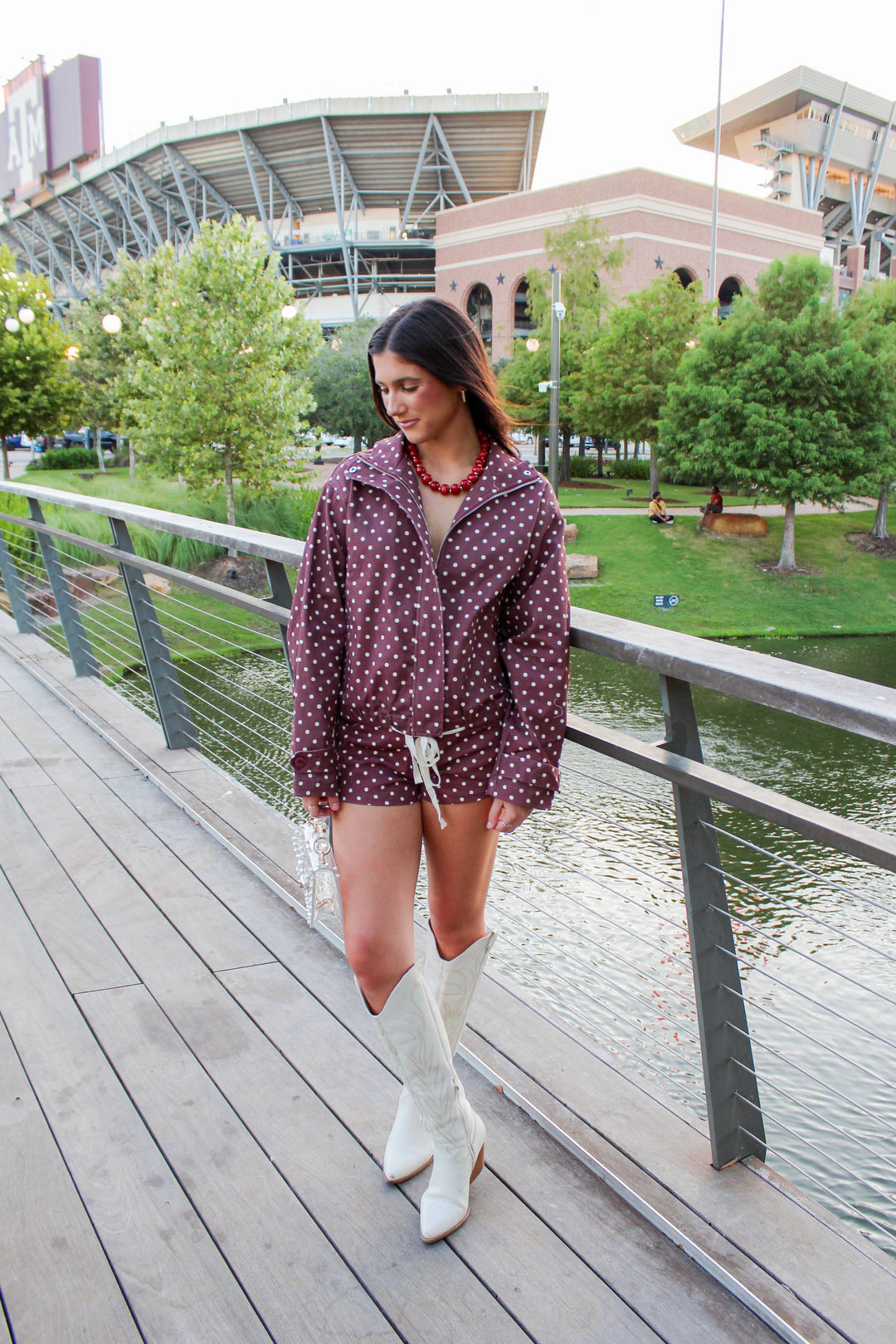 Maroon Polka Dot Utility Jacket