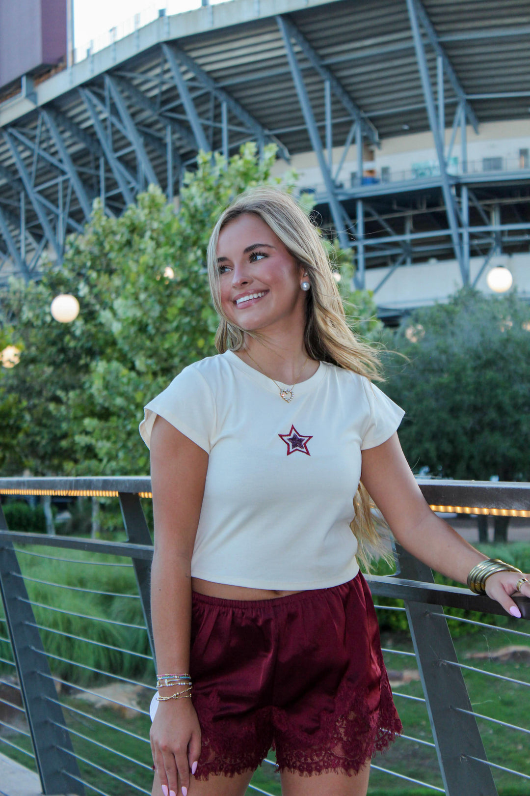 Maroon Star Baby Tee