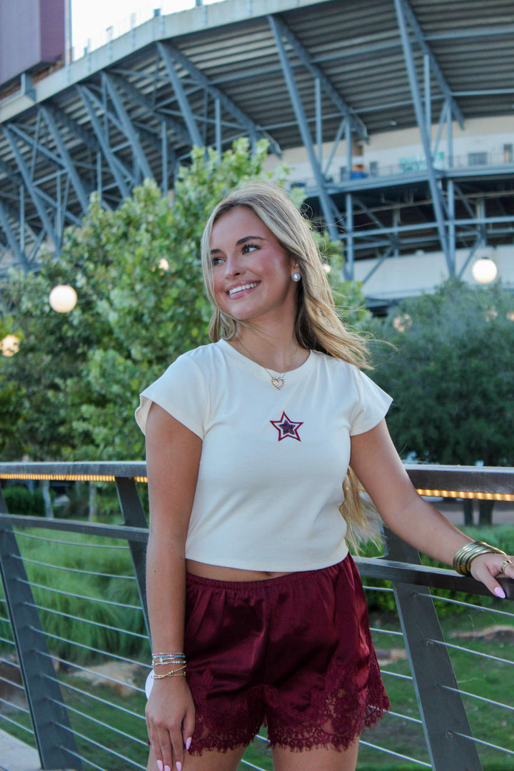 Maroon Star Baby Tee