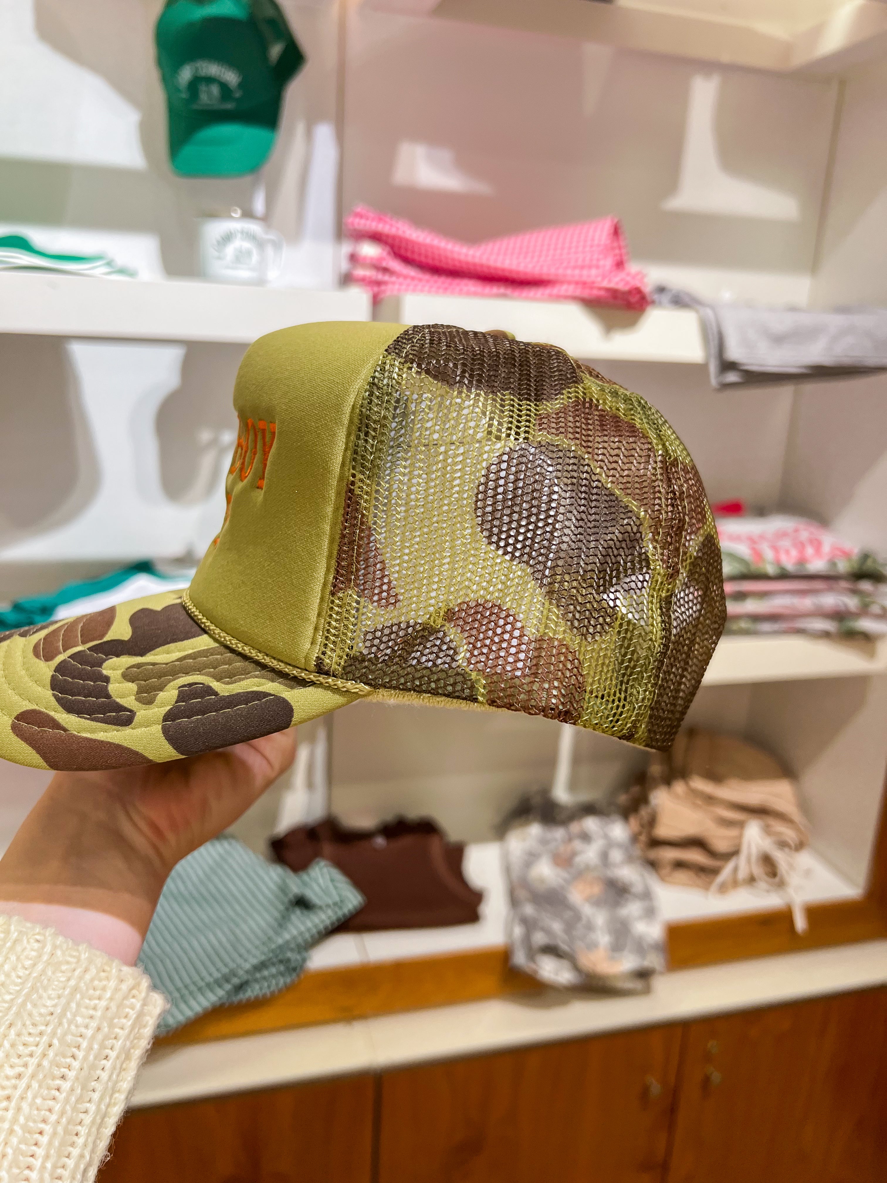 camo cowboy trucker hat