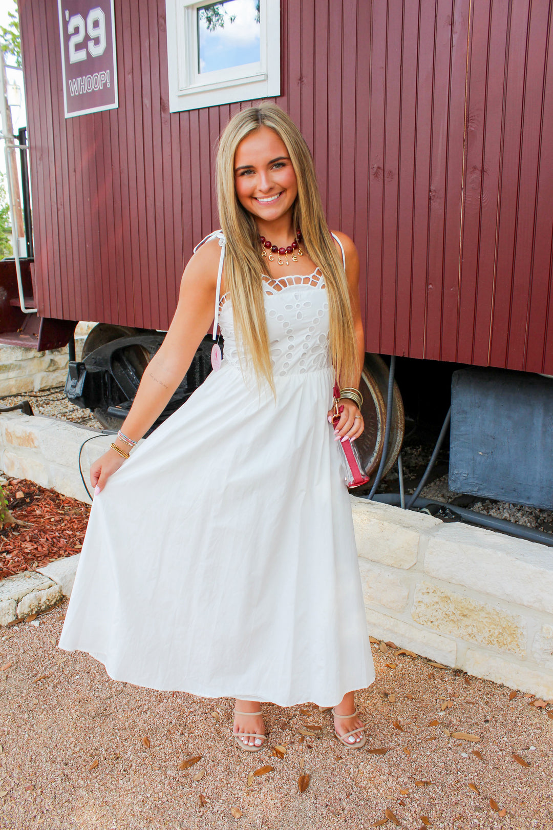 White Eyelet Maxi Dress