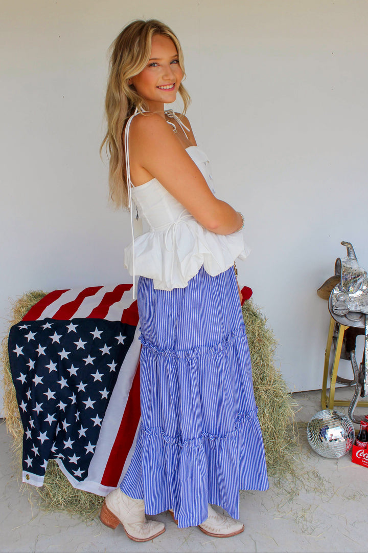 White Bubble Hem Top