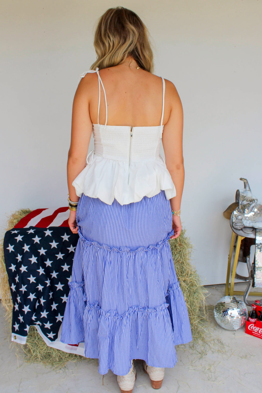 White Bubble Hem Top