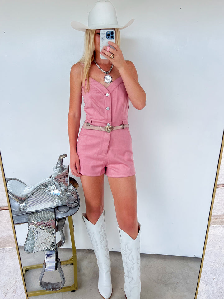 Pink Suede Romper