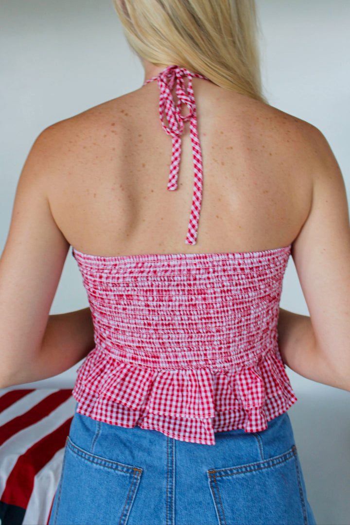 Red Gingham Halter Top