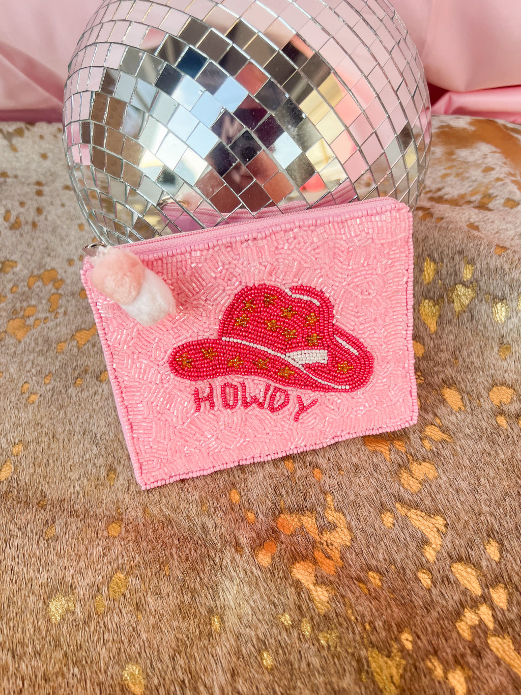 Pink Howdy with Cowboy Hat Coin Pouch - JD Ranch Boutique
