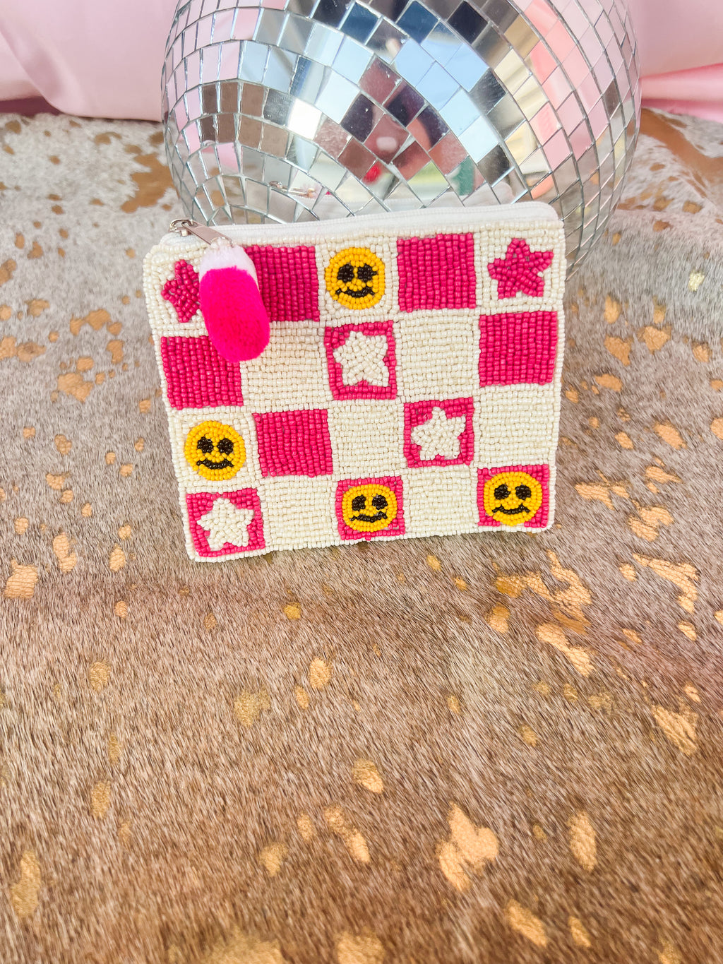 Pink Checkered Coin Pouch - JD Ranch Boutique