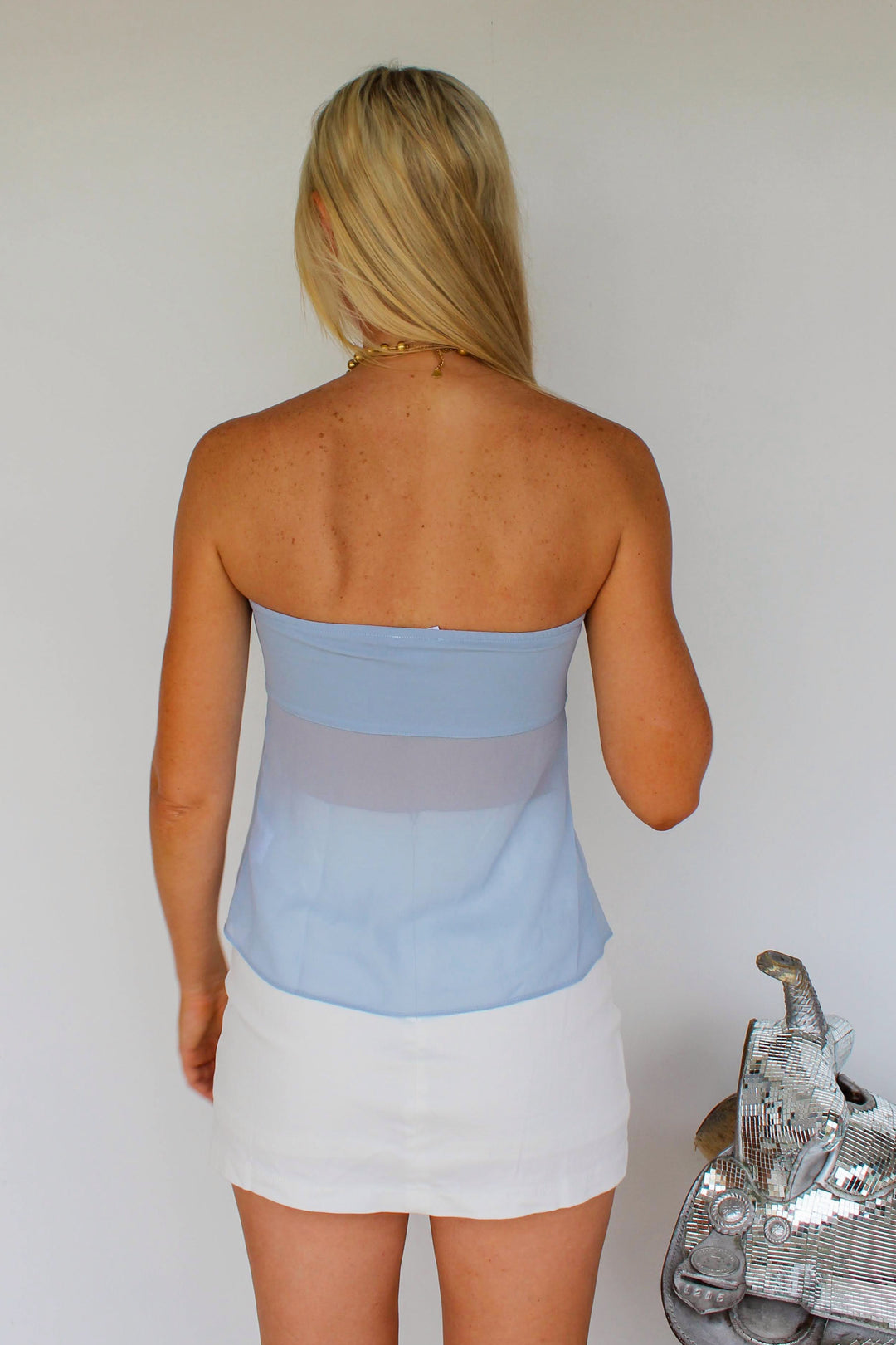 Baby Blue Open Front Tube Top
