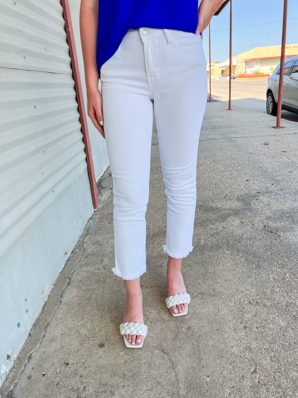 Straight Leg Jeans in White - JD Ranch Boutique