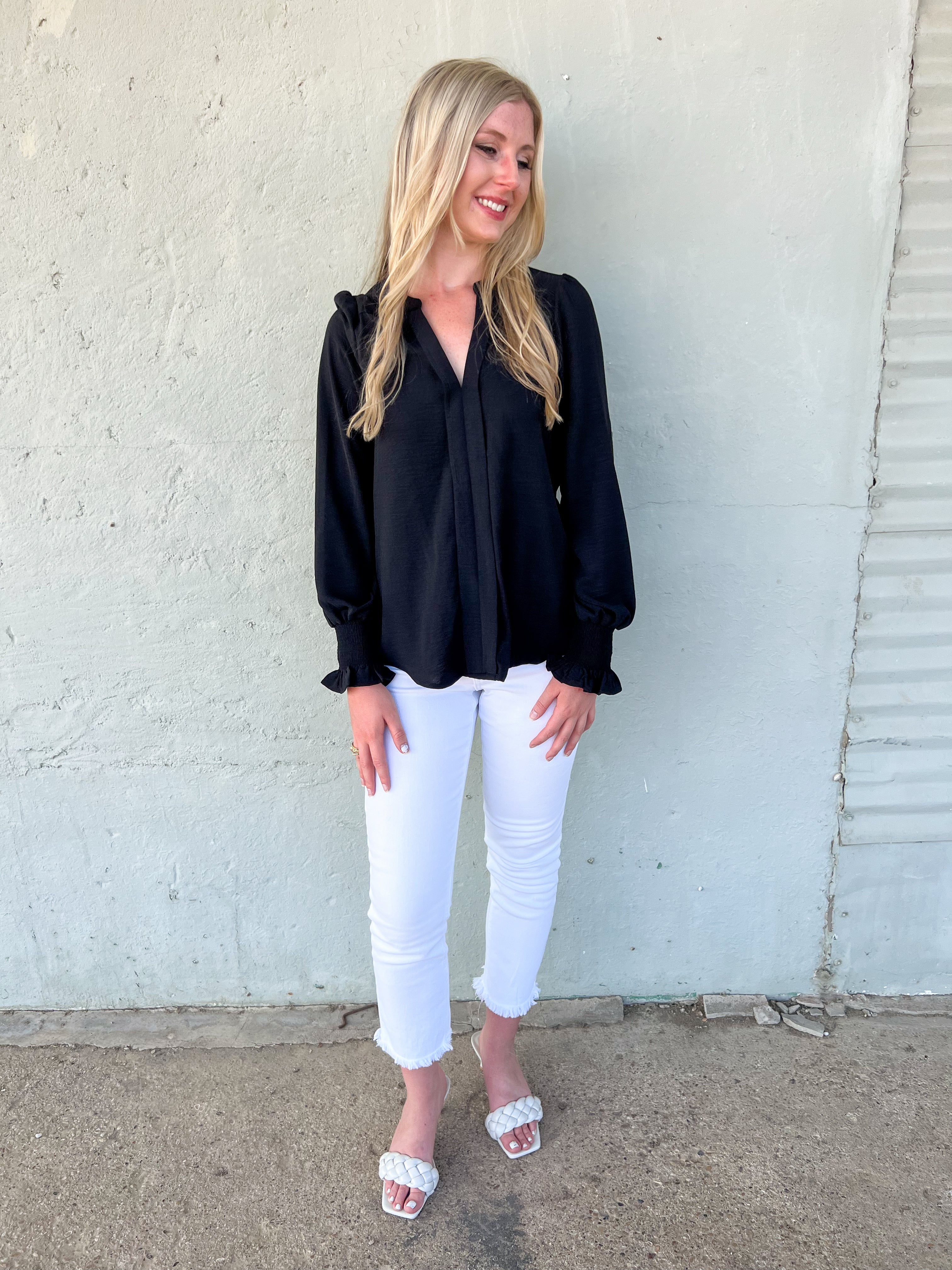 Long Sleeve Blouse in Black - JD Ranch Boutique