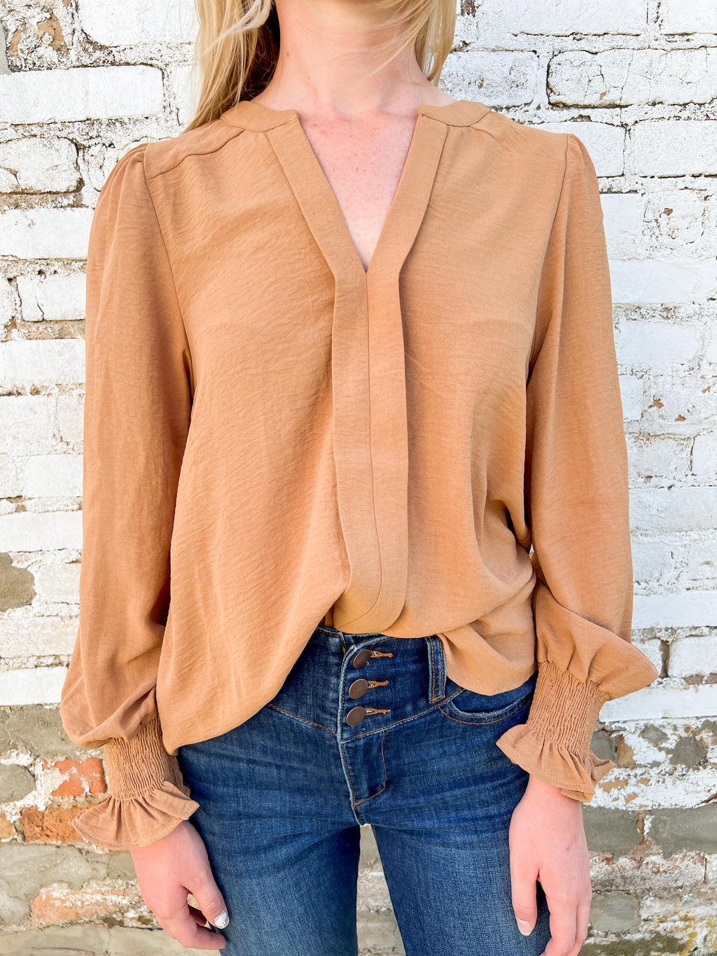 Long Sleeve Blouse in Coco - JD Ranch Boutique