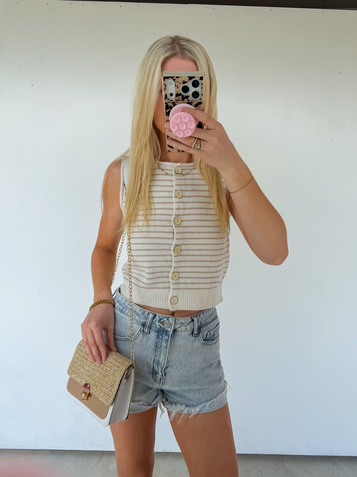 Khaki Striped Vest