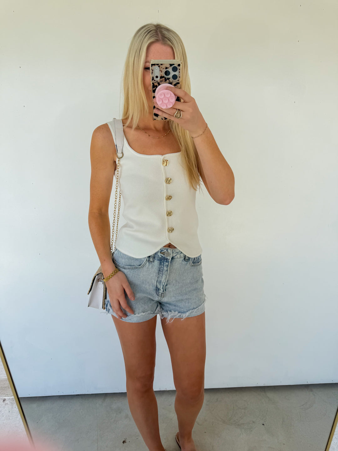 Gold Button Knit Top