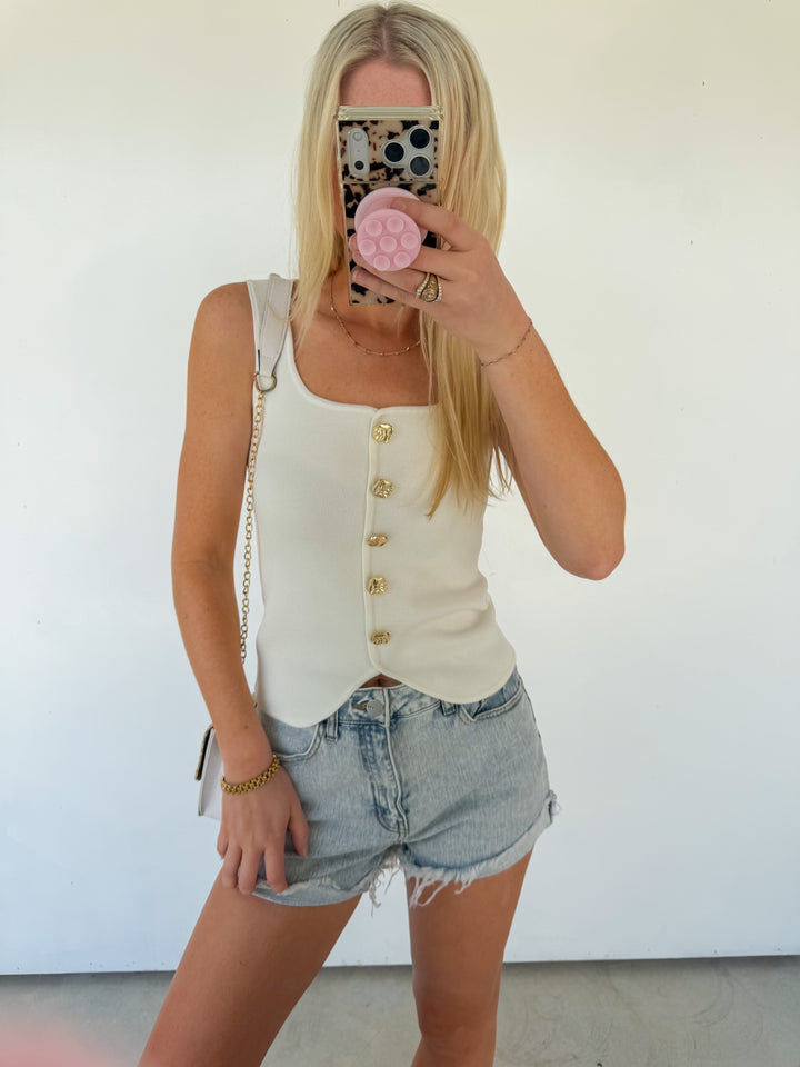 Gold Button Knit Top