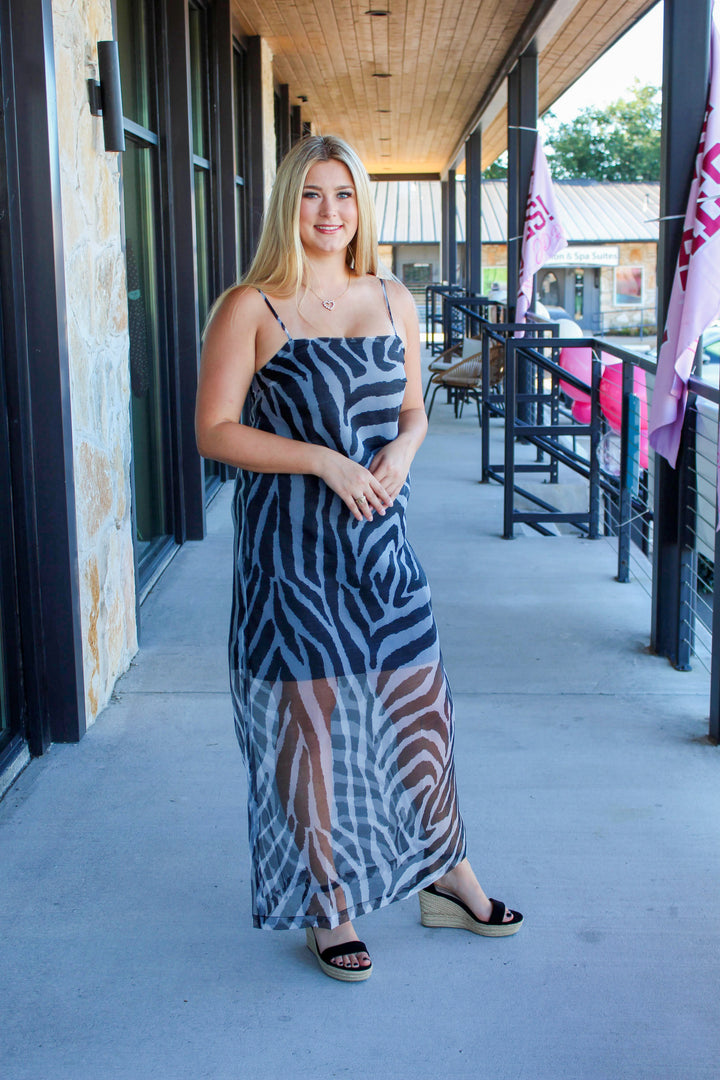 Black Zebra Sheer Dress