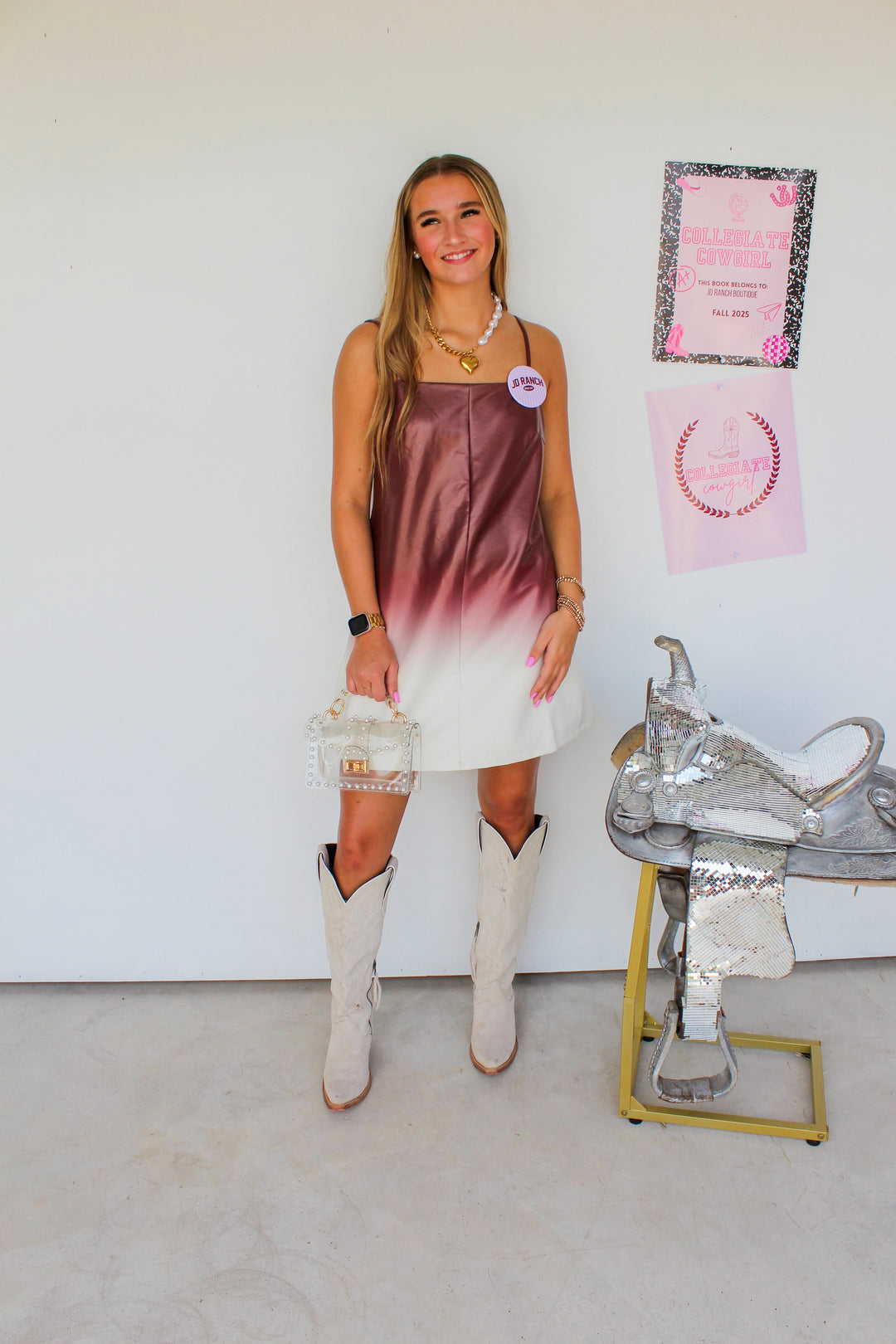Maroon Ombre Leather Dress