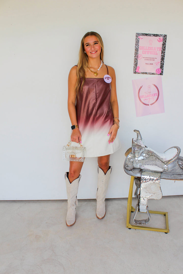 Maroon Ombre Leather Dress