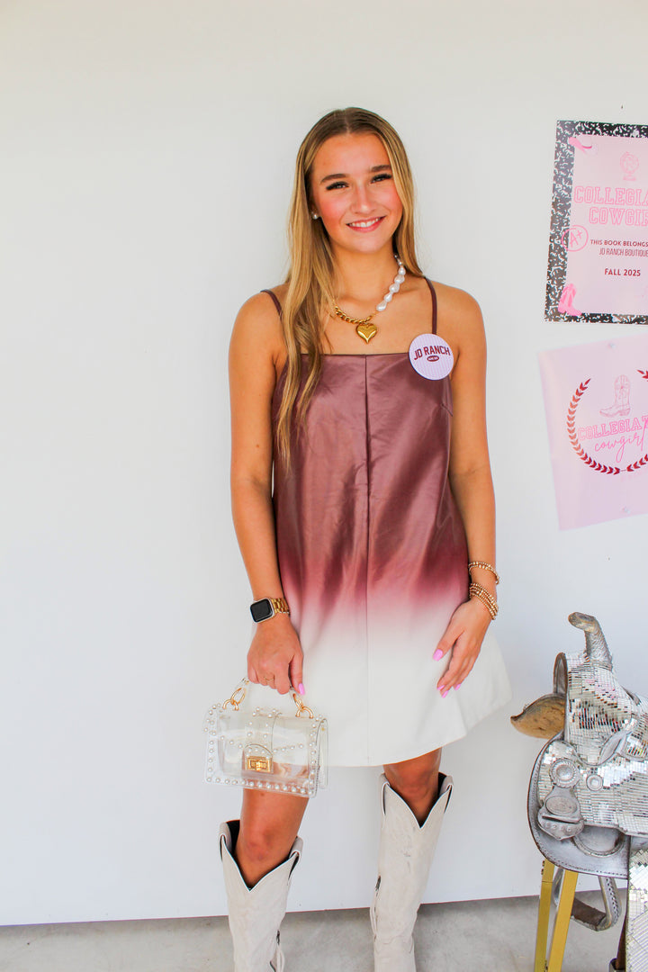 Maroon Ombre Leather Dress