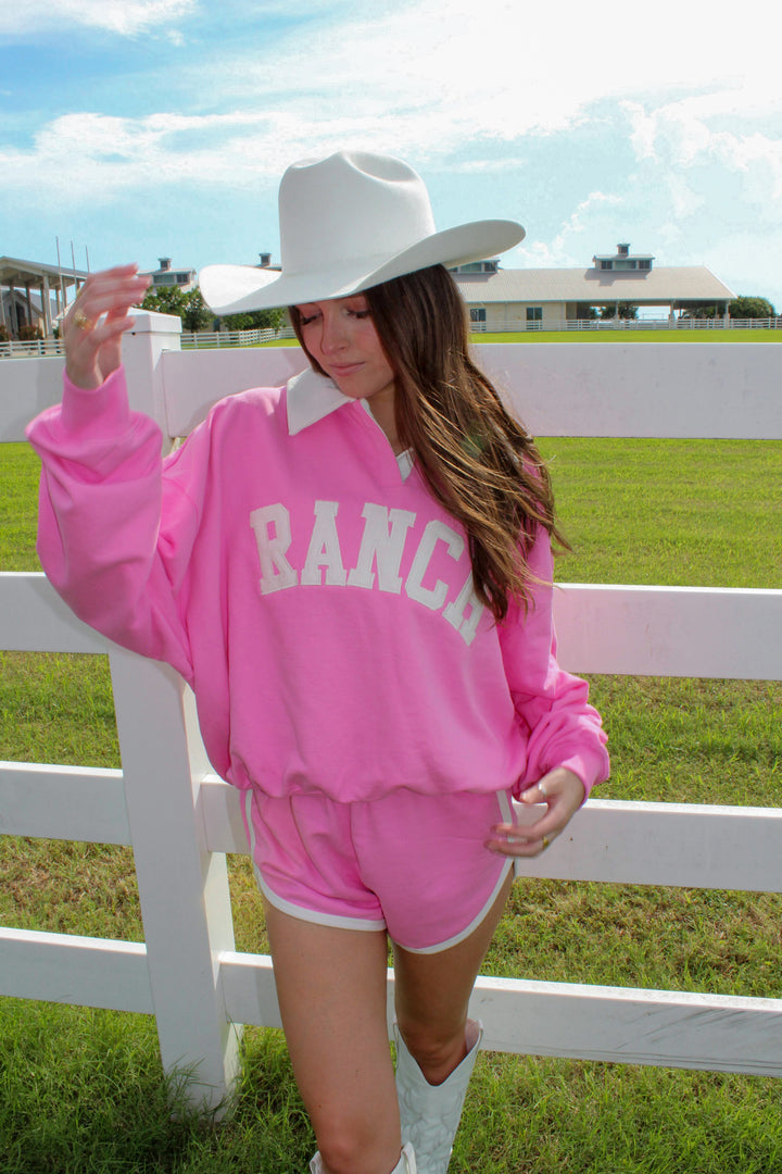 RANCH Shorts in Pink & White