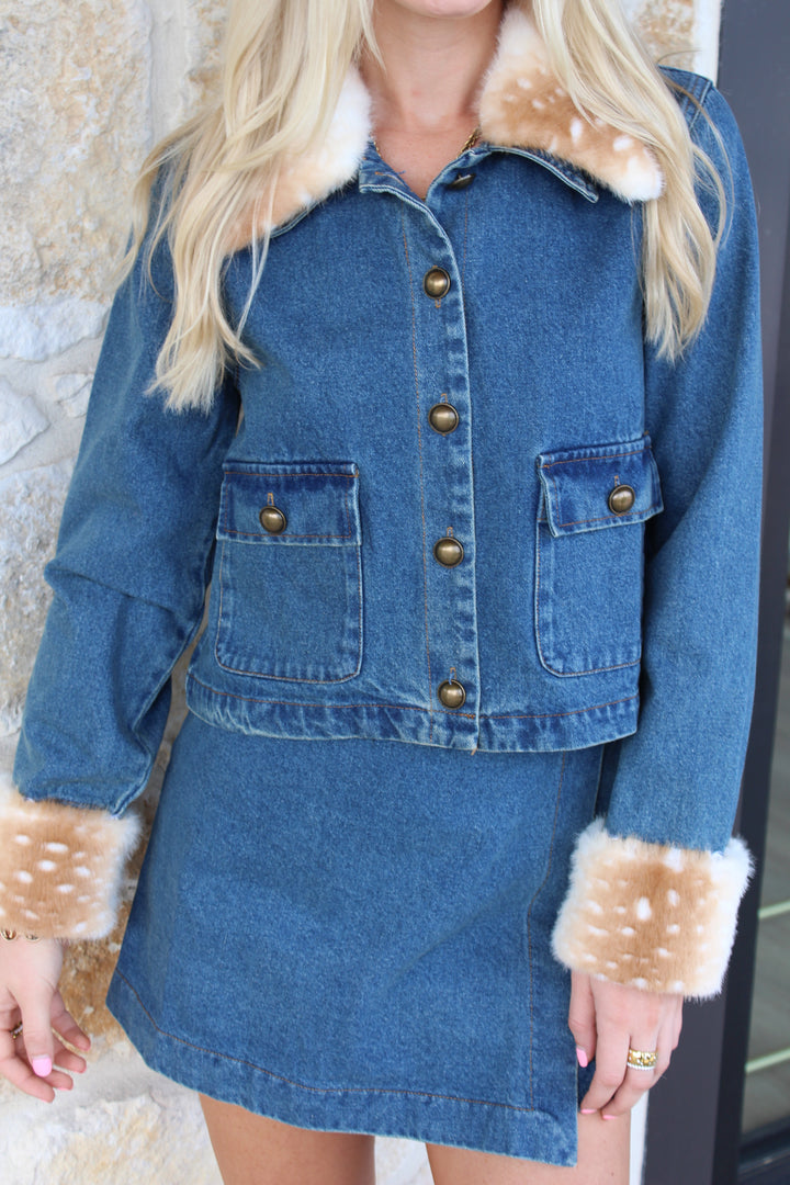 Deer Denim Skirt