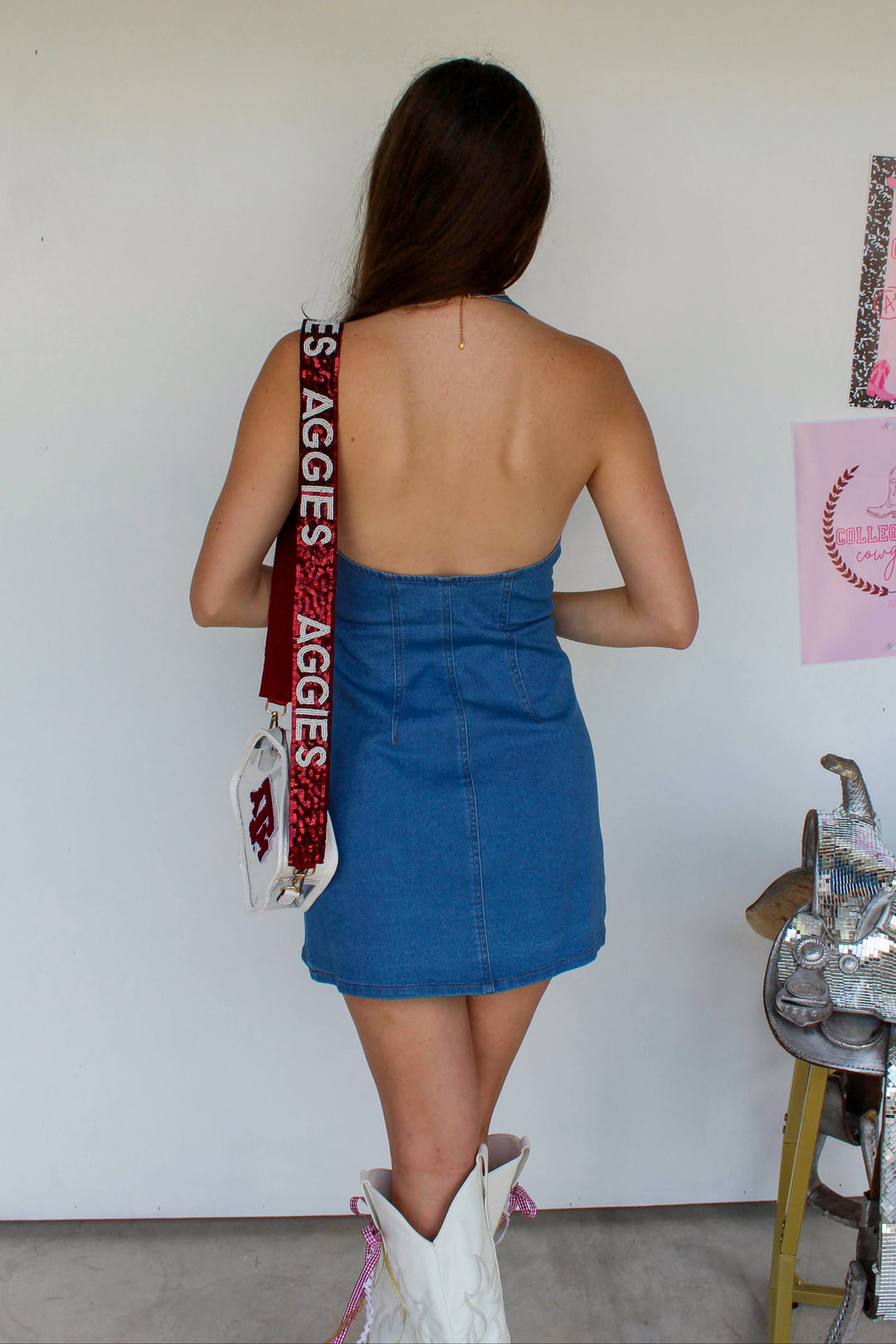 Halter Denim Mini Dress