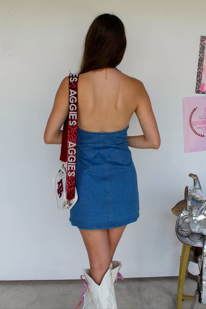 Halter Denim Mini Dress
