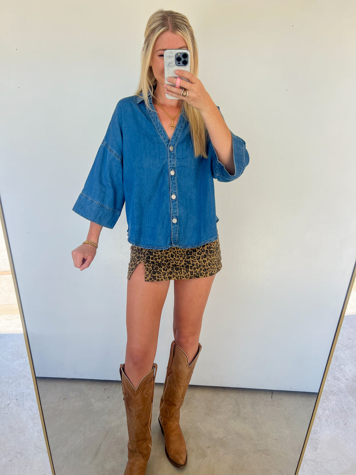 Denim Button Down Blouse