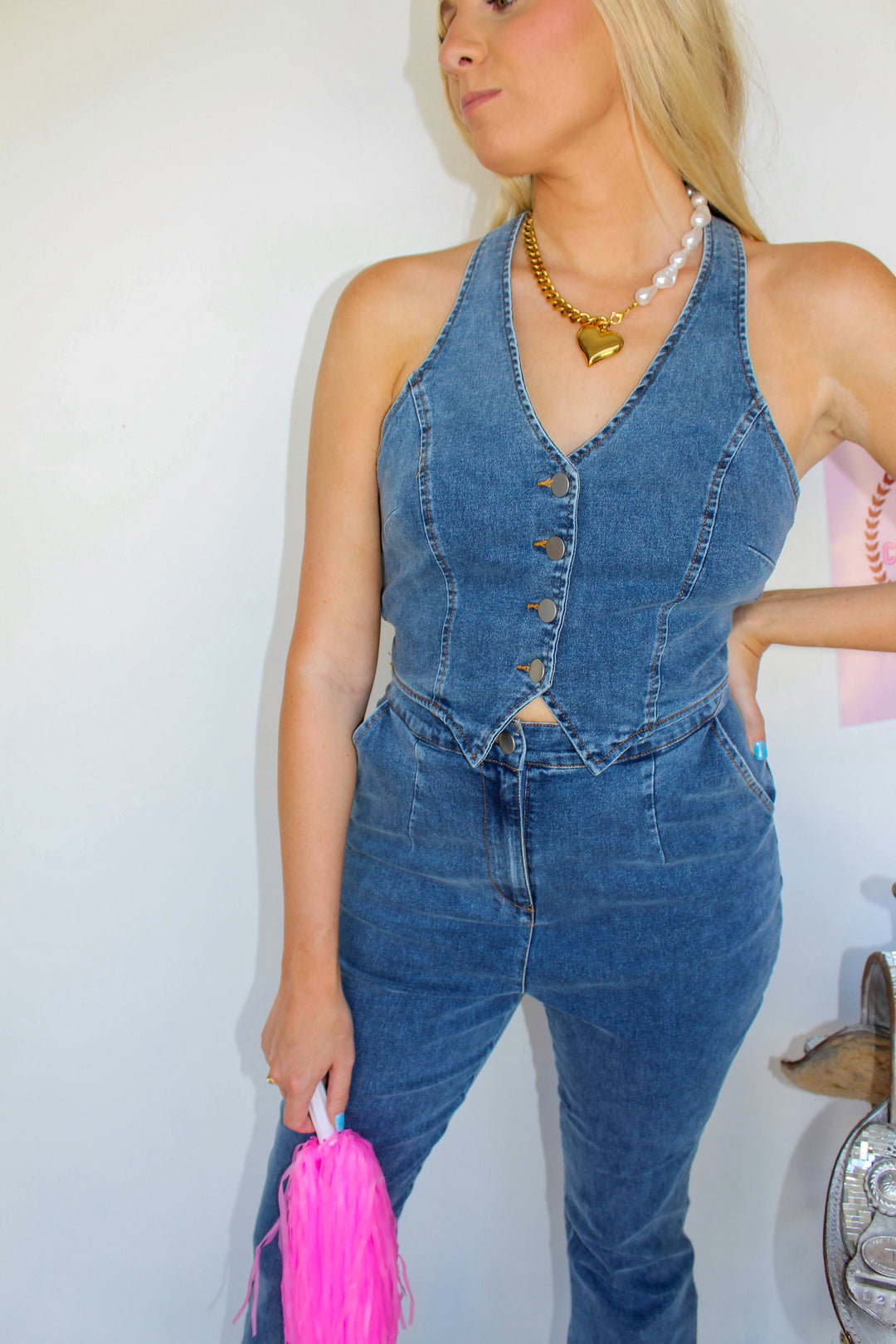 Denim Vest Jumpsuit