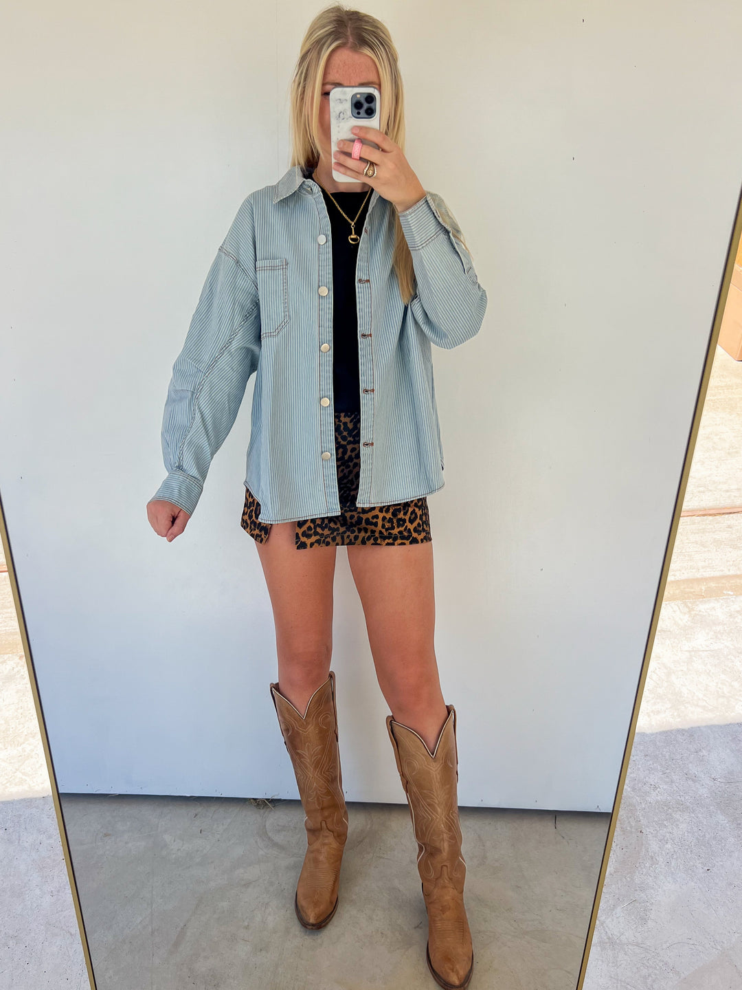 Denim Pin Striped Shacket