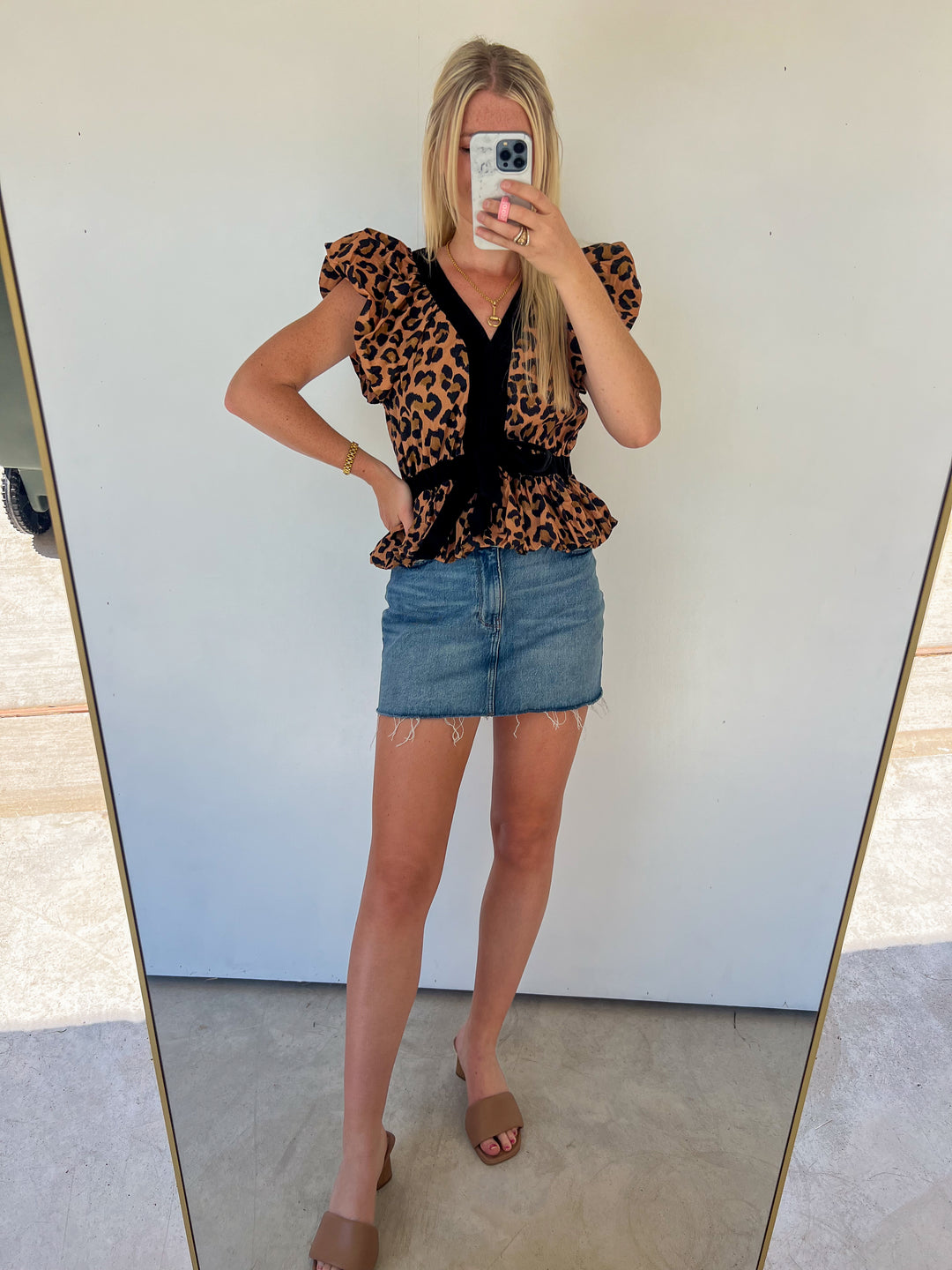 Puff Sleeve Cheetah Print Top