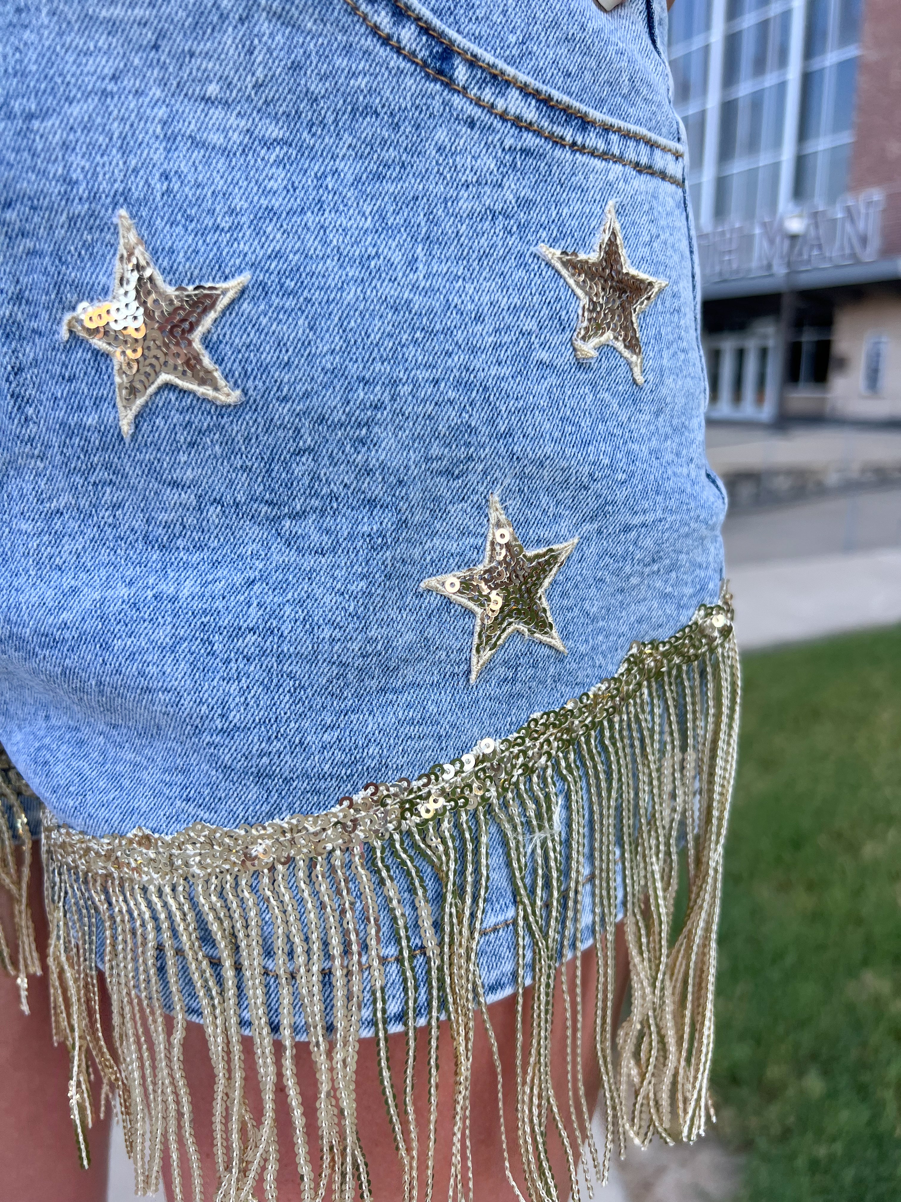 Lucky Stars Shorts in Gold - JD Ranch Boutique