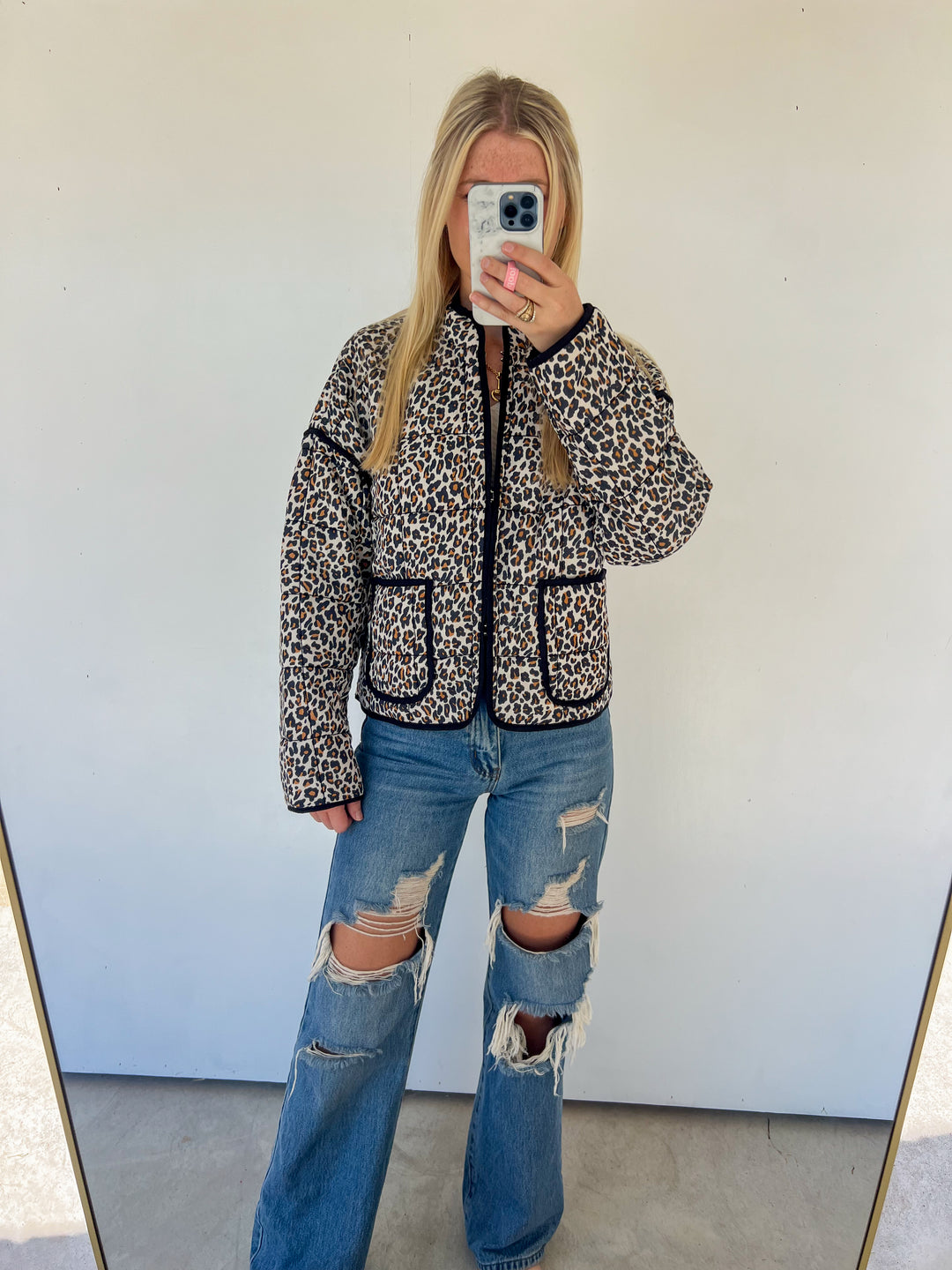 Black & Leopard Quilted Jacket