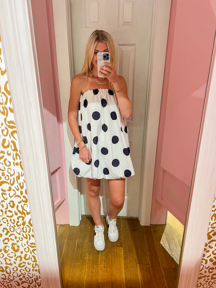 Strapless Polka Dot Bubble Dress