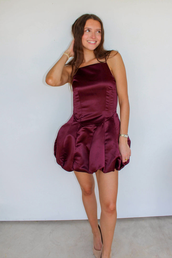 Maroon Bubble Hem Dress