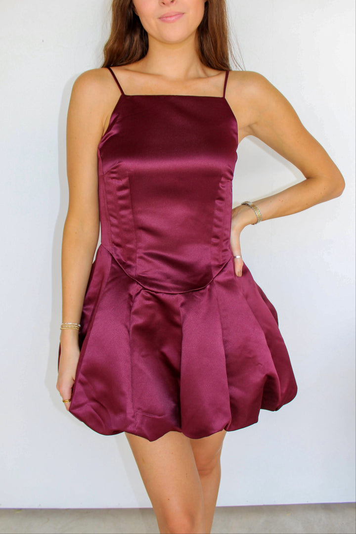 Maroon Bubble Hem Dress