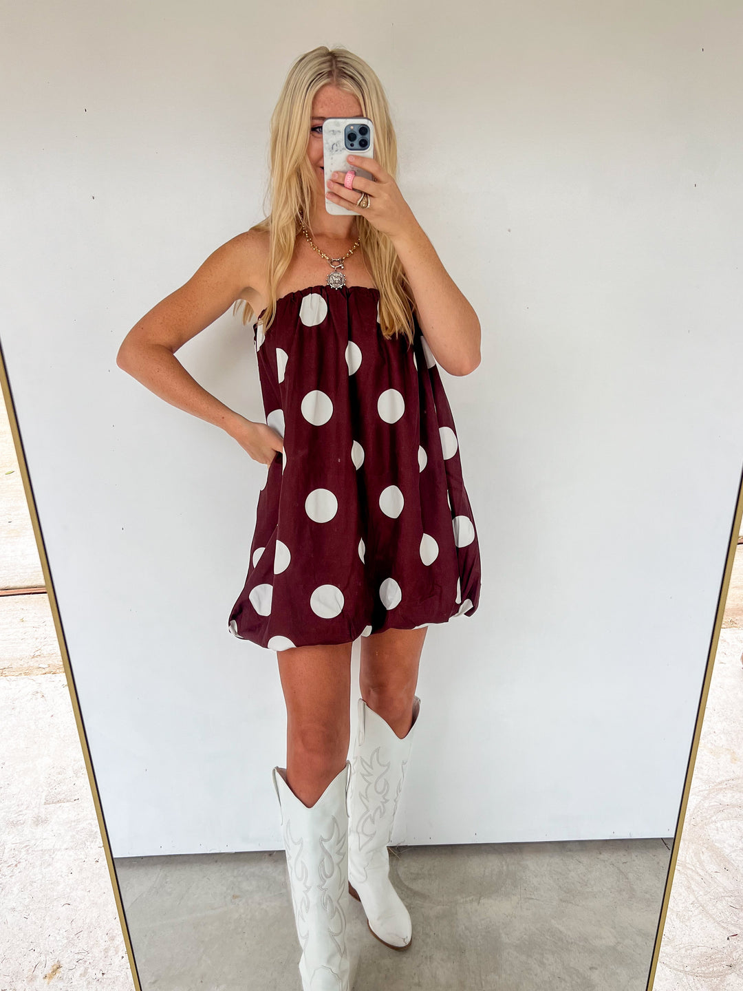 Brown Polka Dot Bubble Dress – JD Ranch Boutique Brown Polka Dot Bubble Dress – JD Ranch Boutique