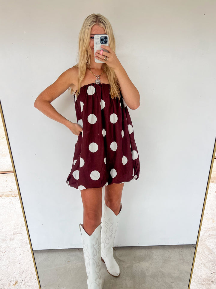 Brown Polka Dot Bubble Dress