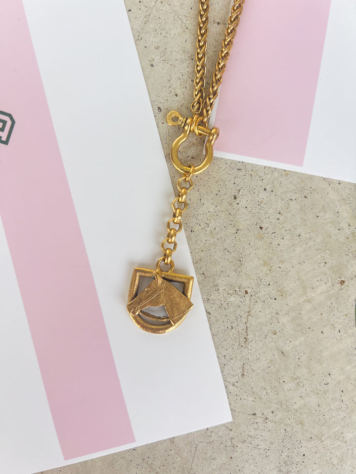 Bit and Horse Head Brass Necklace