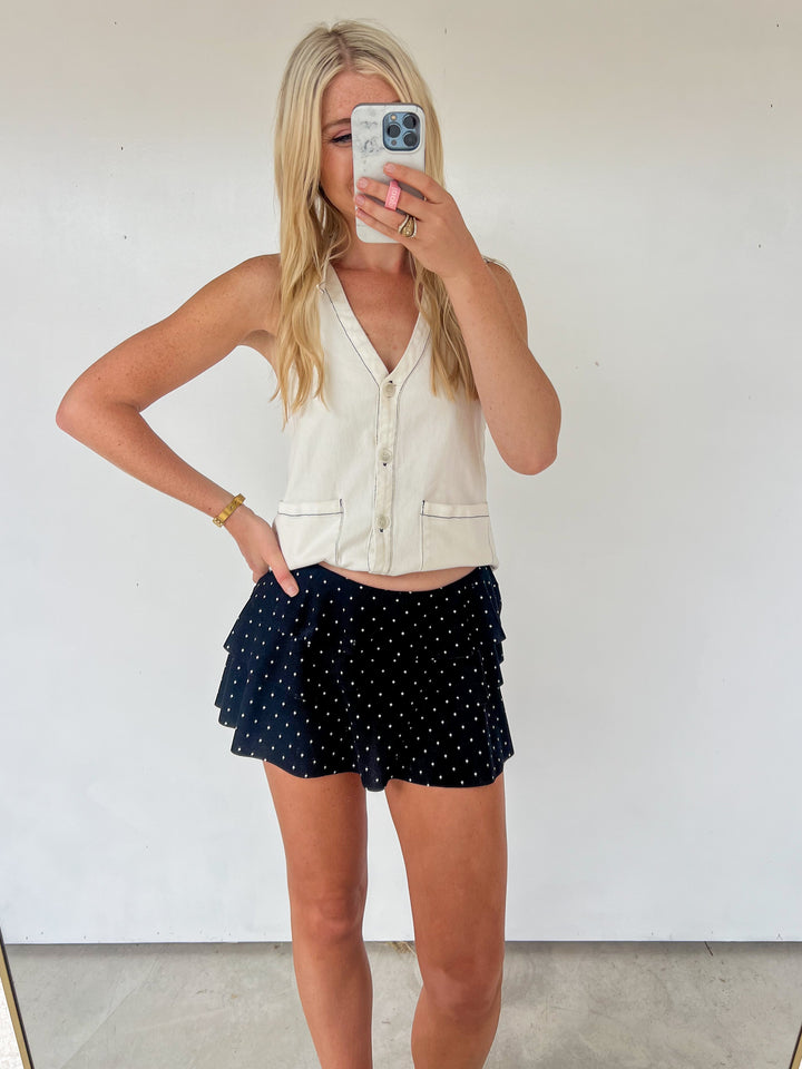 Black Polka Dot Mini Skirt