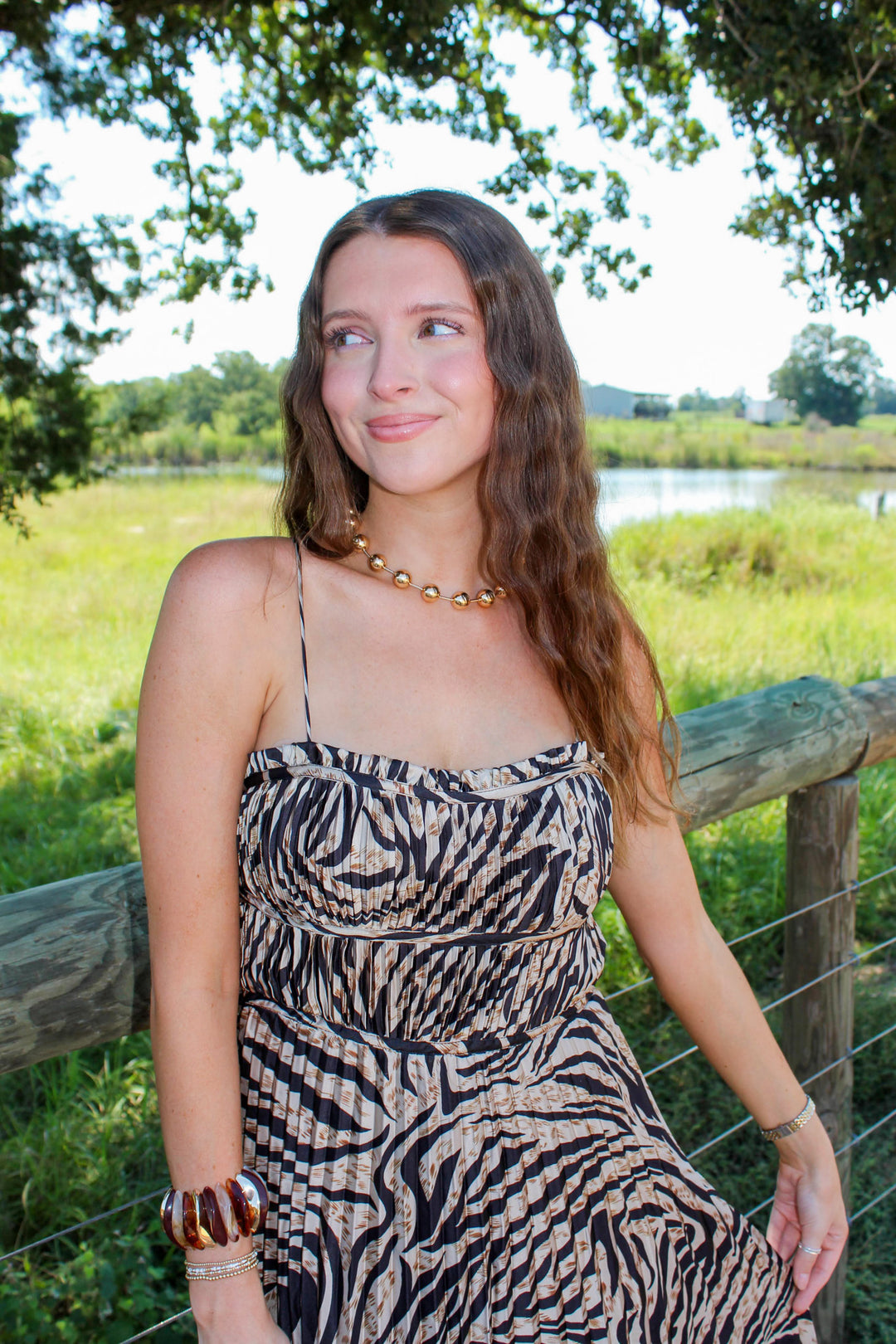 Zebra Satin Midi Dress