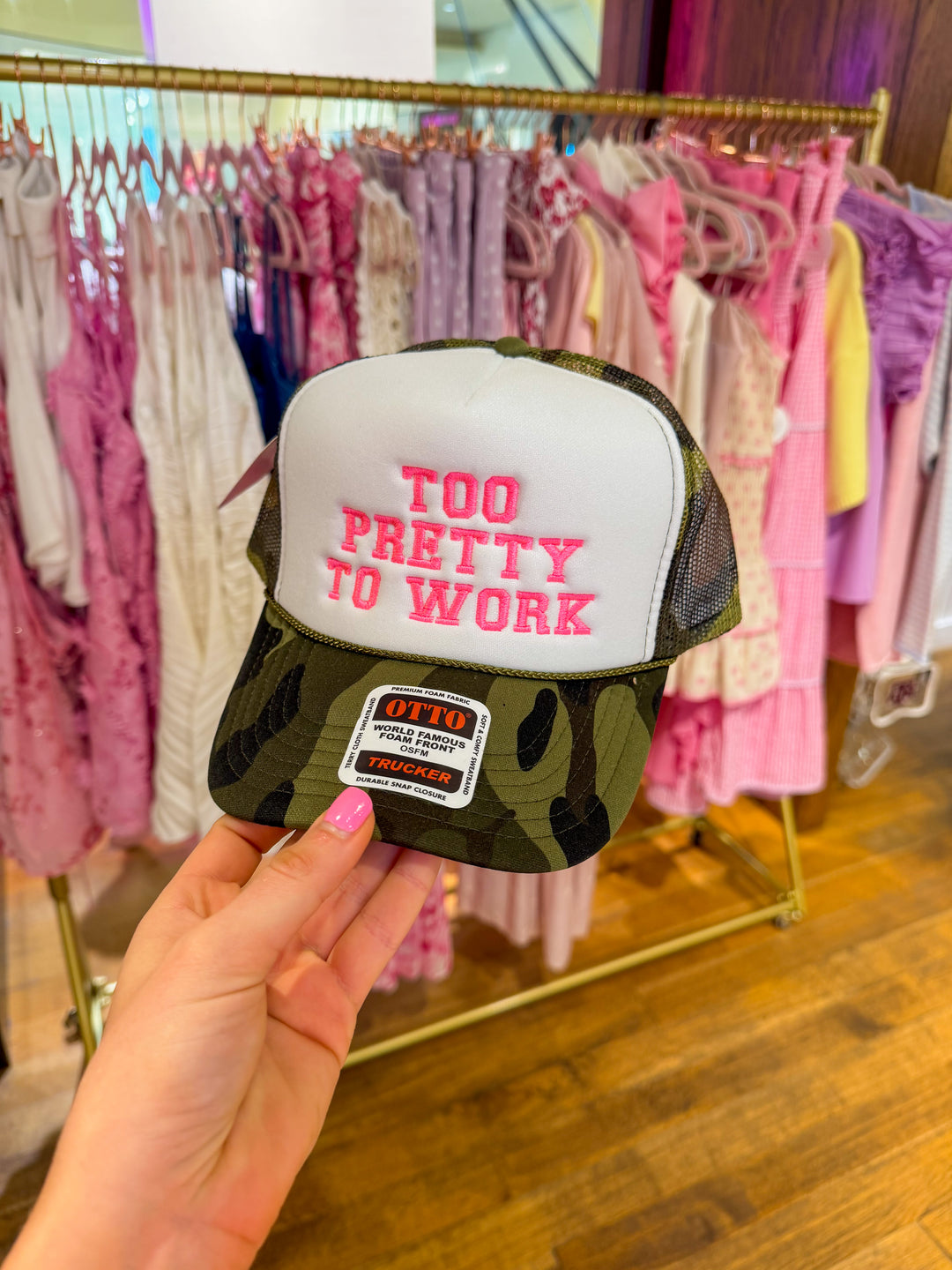 Too Pretty Camo Trucker Hat