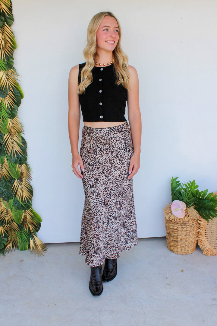 Button Up Knit Tank in Black