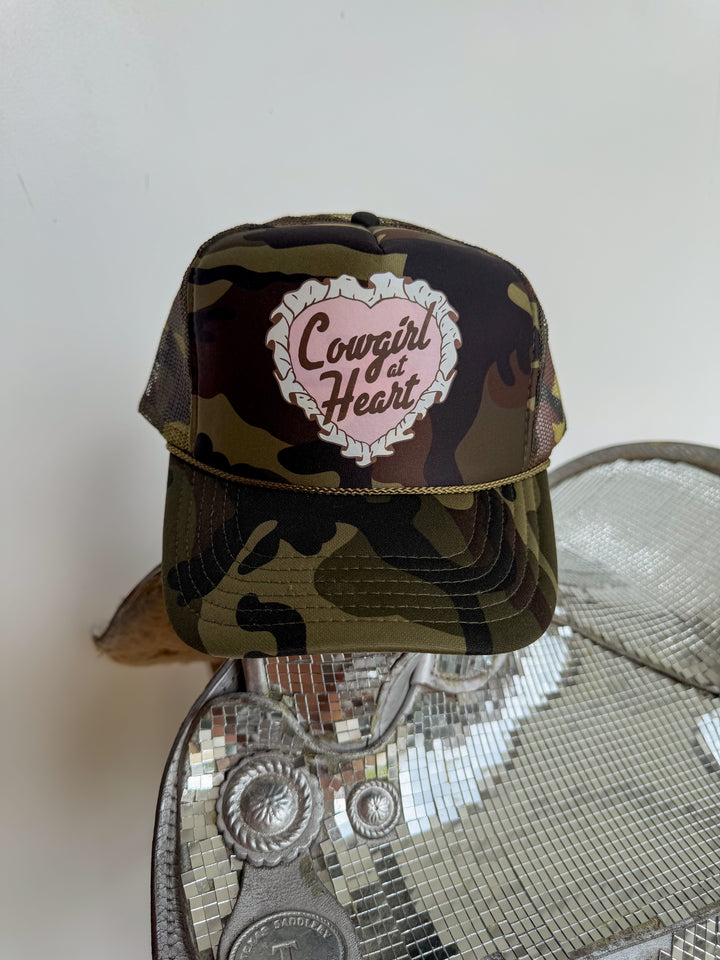 Cowgirl at Heart Green Camo Trucker Hat
