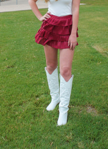 Maroon Frill Skirt - JD Ranch Boutique