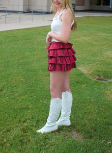 Maroon Frill Skirt - JD Ranch Boutique