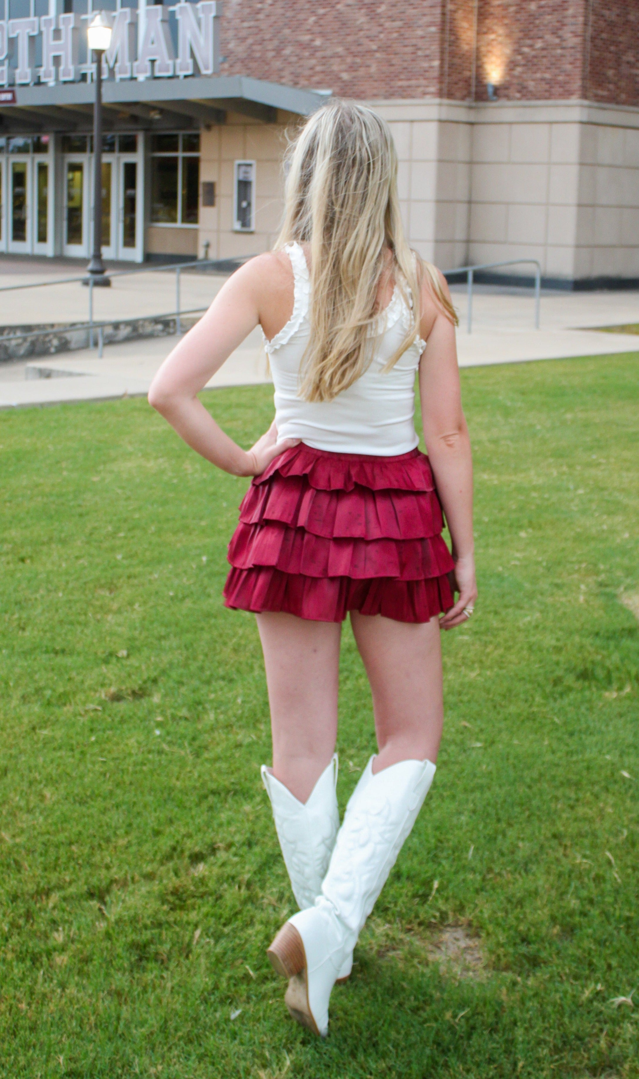Maroon Frill Skirt - JD Ranch Boutique