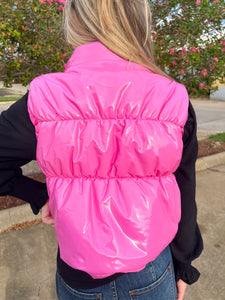 Shiny Puffer in Pink - JD Ranch Boutique