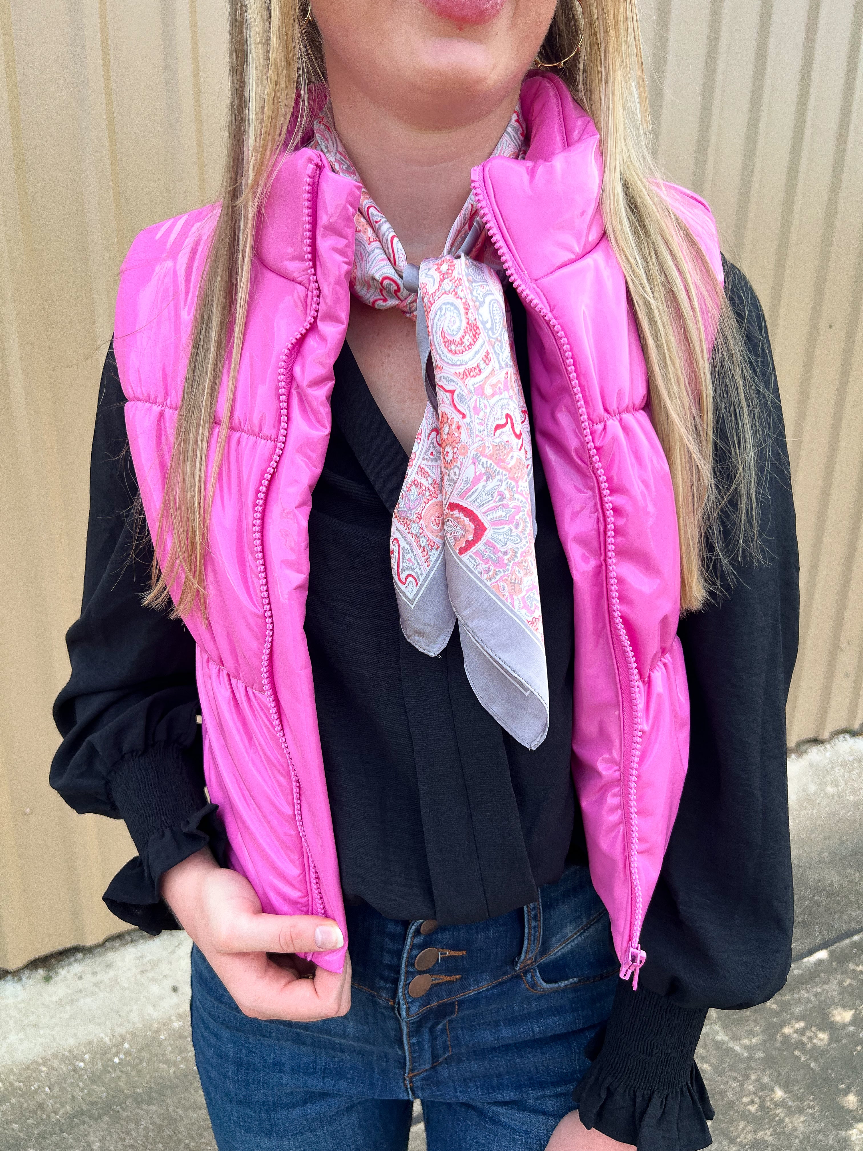 Shiny Puffer in Pink - JD Ranch Boutique