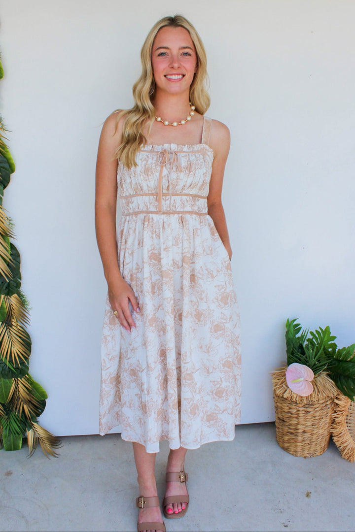 Taupe Floral Maxi Dress