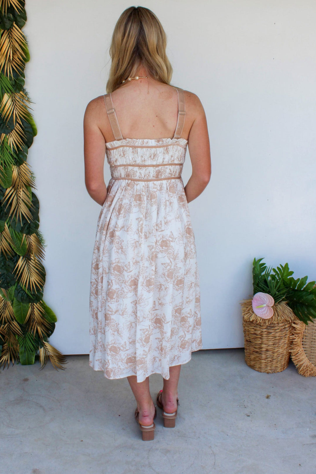 Taupe Floral Maxi Dress